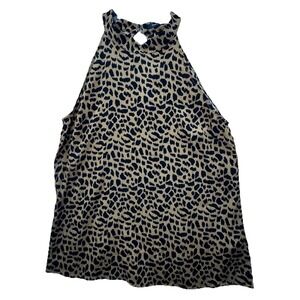 Brand New - Doe & Rae Sexy Animal Print‎ High Neck Tank Top Women's Large